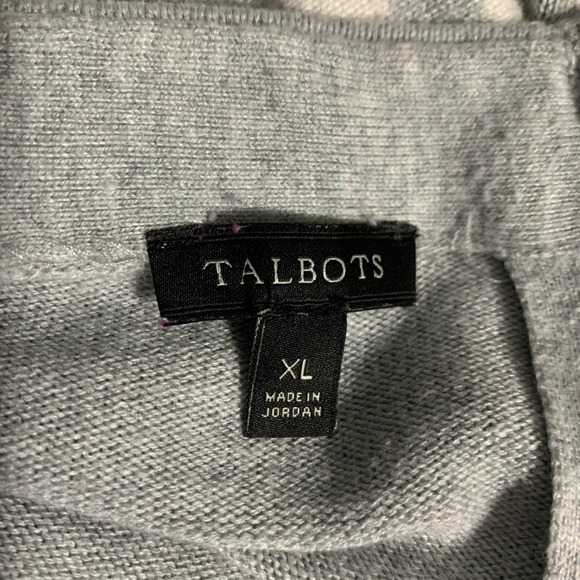 Talbots women's long sleeve gray/white striped sweater XL pullover minimalist - Picture 3 of 6